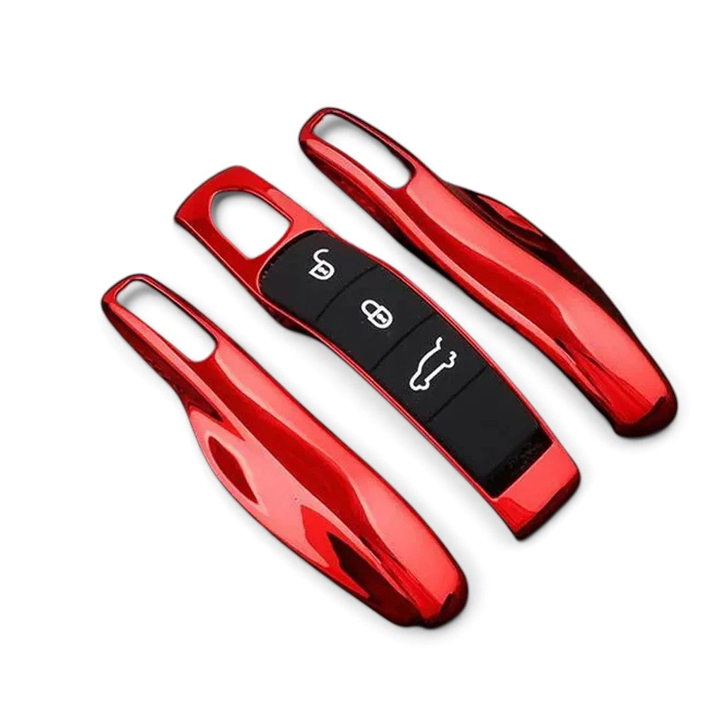Porsche Key Case – Protective Key Fob Cover For Porsche Cayenne Panamera Macan 911 Cayman Boxster Key Cases Euro Premium Parts Dark Red Older Generation (2012-2019)