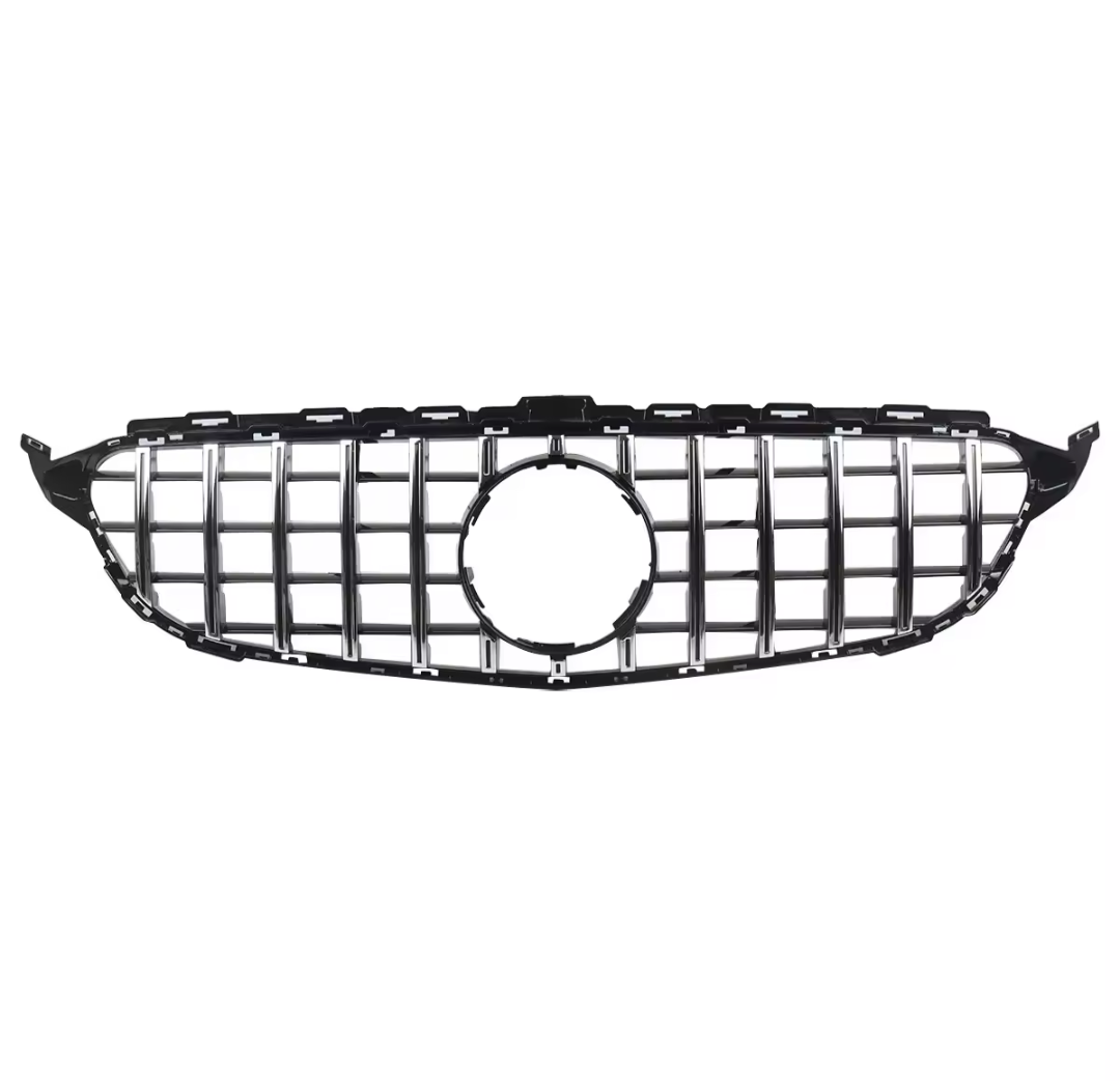 Black Front Panamericana AMG GTR grille for Mercedes C-Class W205 (2014 to 2018) Mercedes-Benz Euro Premium Parts Chrome