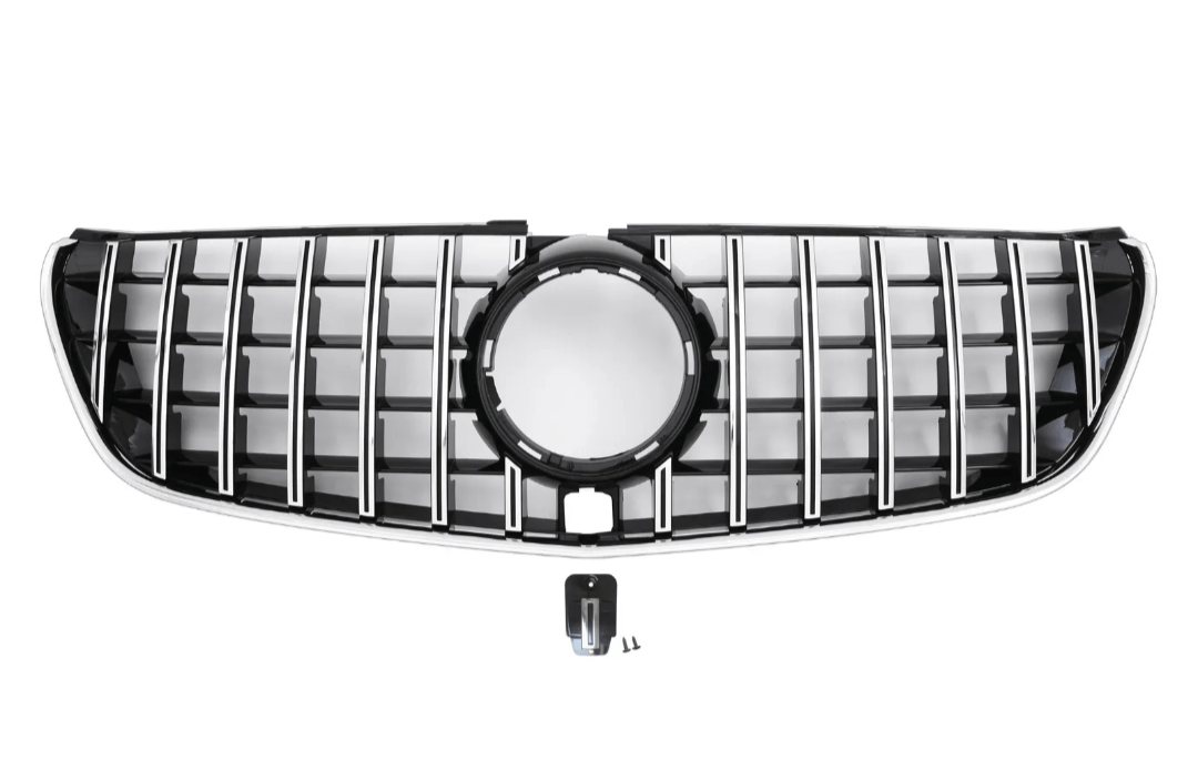Black Front Panamericana GTR grille for Mercedes V-Class W447 (2014 to 2022) Mercedes > Grilles Euro Premium Parts Chrome With AMG Package Pre-Facelift (2014-2019)