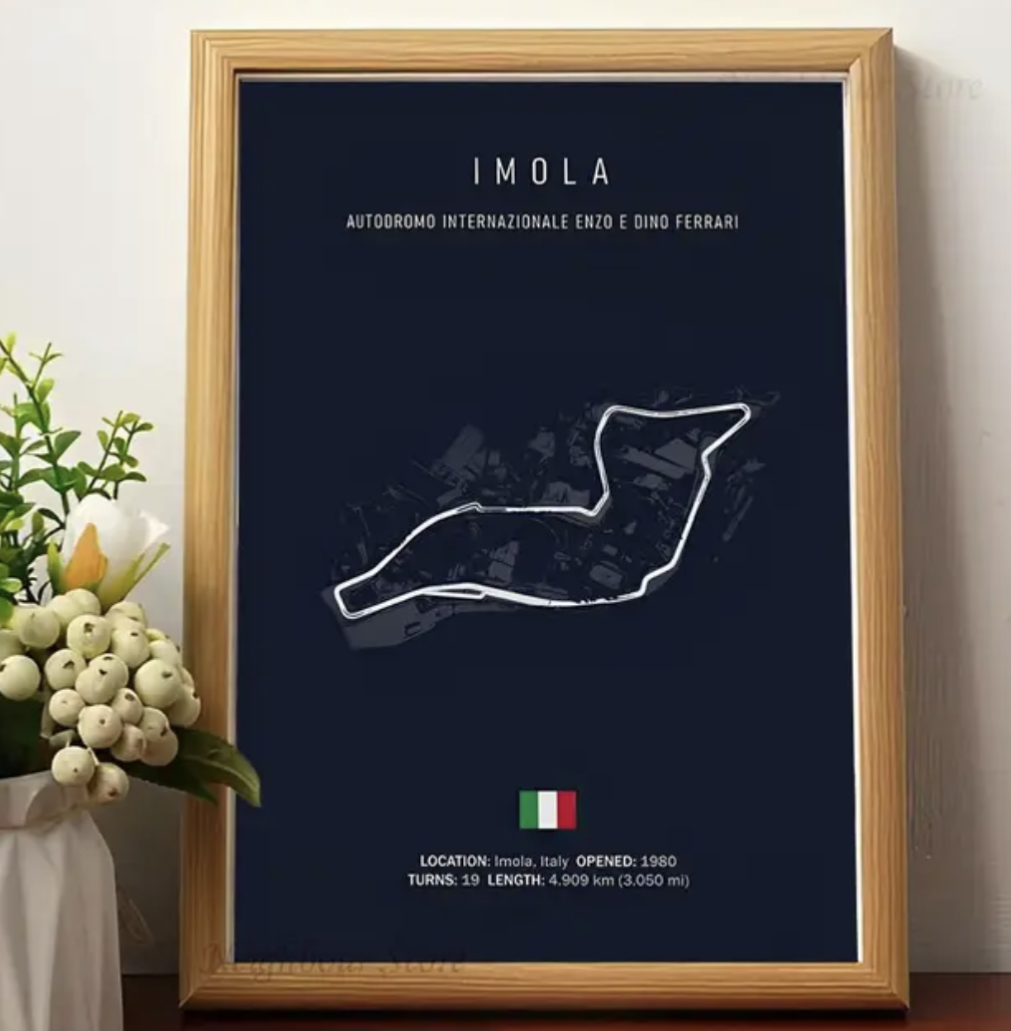 Car poster track of Imola, Italy | Wall art for your interior decoration Euro Premium Parts