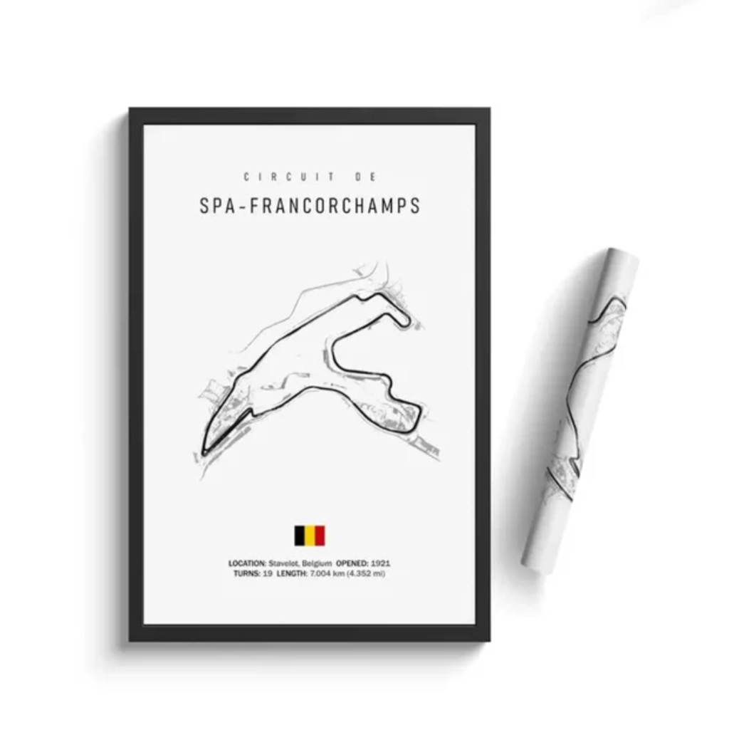 Car poster track of Spa-Francorchamps, Belgium | Wall art for your interior decoration Euro Premium Parts