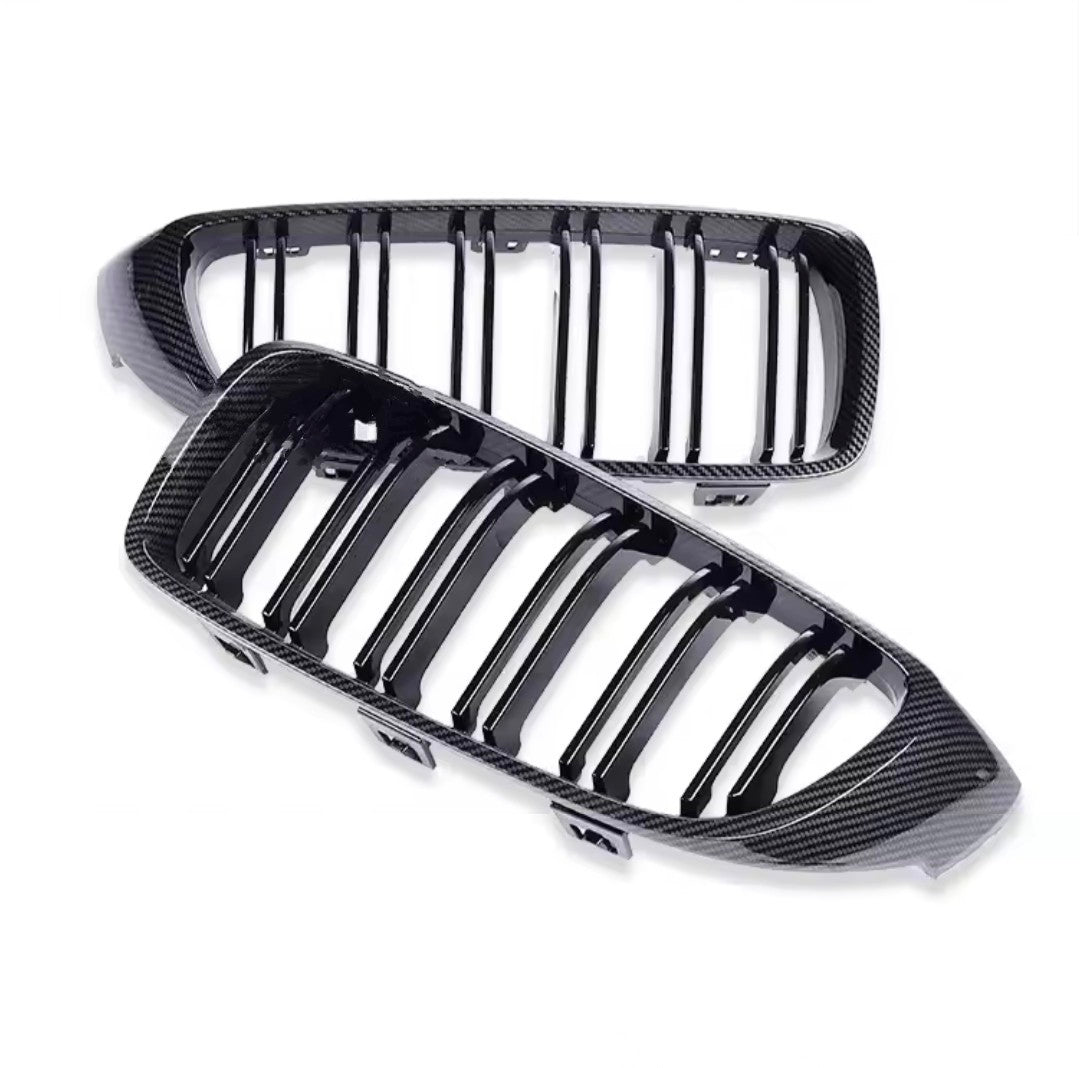 Carbon look kidney grilles for BMW 4 Series F32 (2013 to 2020) BMW Euro Premium Parts Double slat