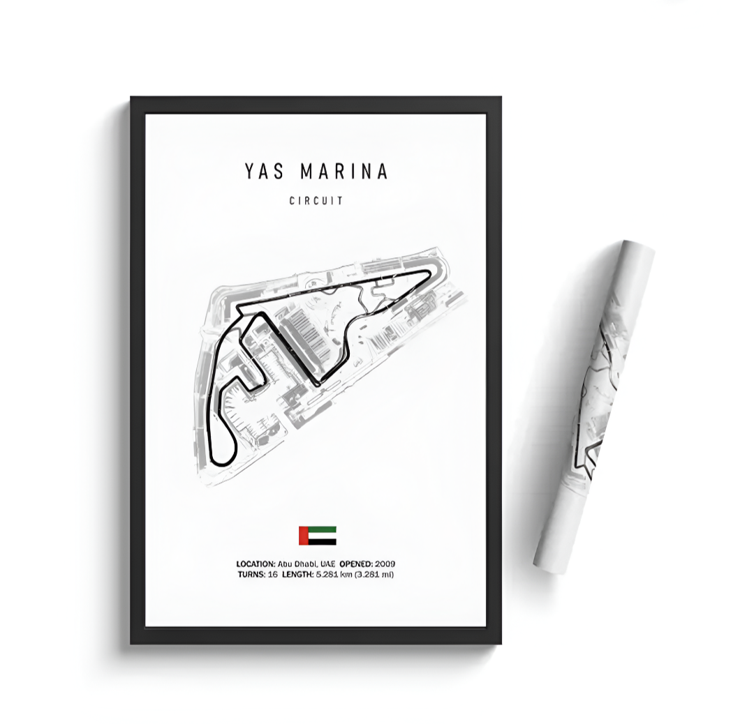 F1 car poster track of Yas Marina | Wall art for your interior decoration Euro Premium Parts
