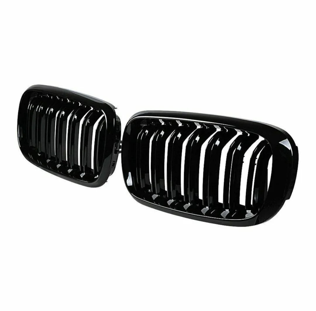 Glossy Black Double-slat Front Grilles M-look for BMW X5 F15 (2014 to 2018) BMW Euro Premium Parts