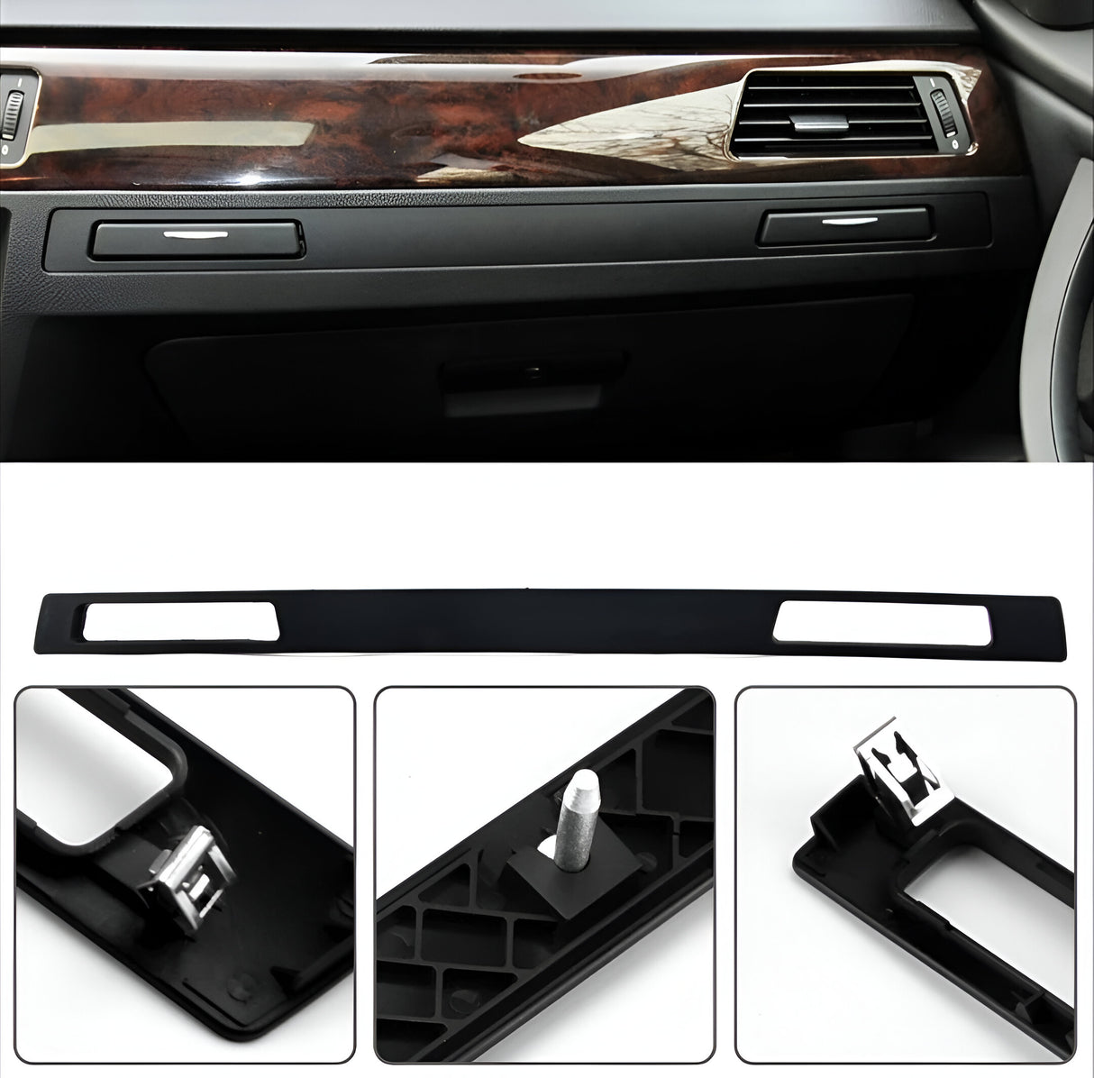 Interior passenger cupholder trim for BMW 3 Series E90 (2005 - 2012) BMW Euro Premium Parts Black