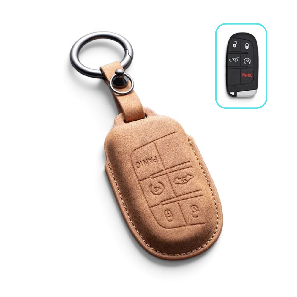 Alcantara Jeep Key Case and Key Chain – Protective Key Fob Cover Wrangeler Compass Renegade Patriot Cherokee Grand Cherokee