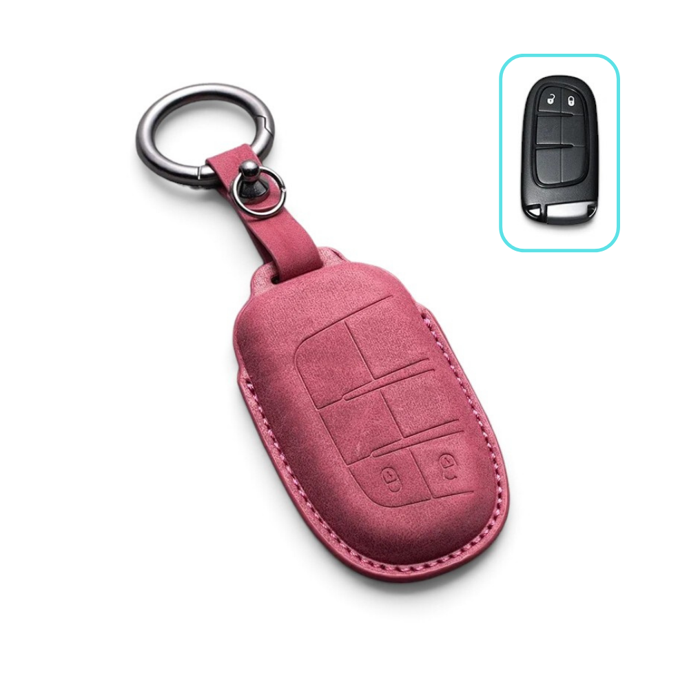 Alcantara Jeep Key Case and Key Chain – Protective Key Fob Cover Wrangeler Compass Renegade Patriot Cherokee Grand Cherokee