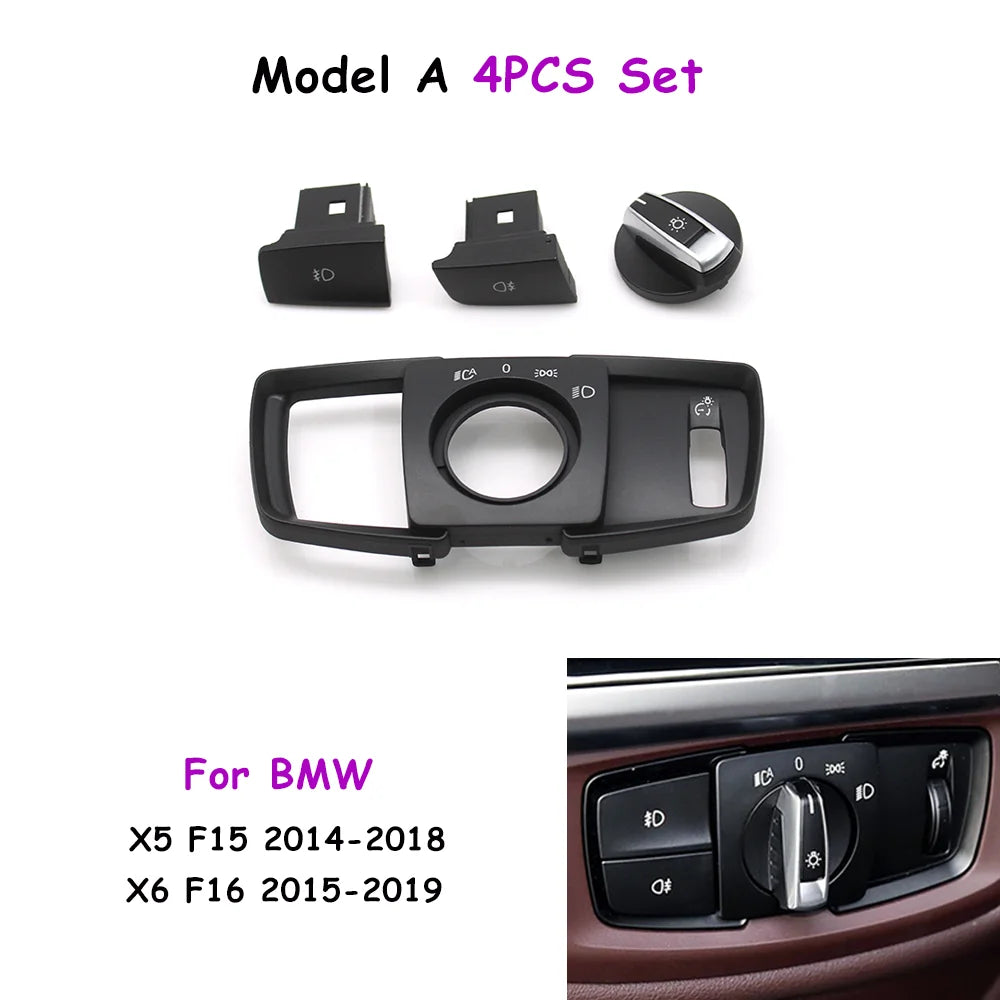 Headlight Switch Knob & Fog Light Buttons For BMW X5 F15 & X6 F16 - 2014 to 2019 BMW > Replacement Buttons Euro Premium Parts 4-piece set - model A