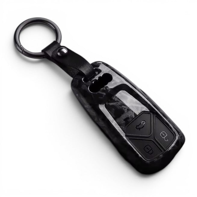 Carbon-Look Audi Key Case and Key Chain – Protective Key Fob Cover