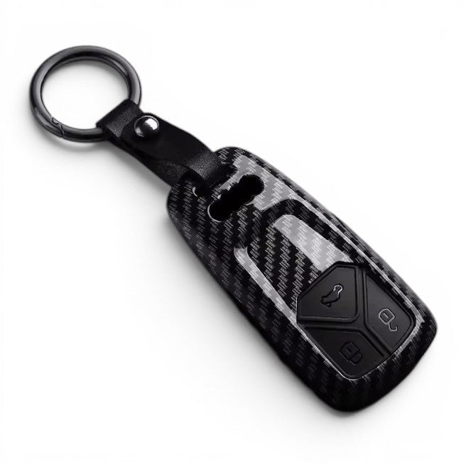 Carbon-Look Audi Key Case and Key Chain – Protective Key Fob Cover