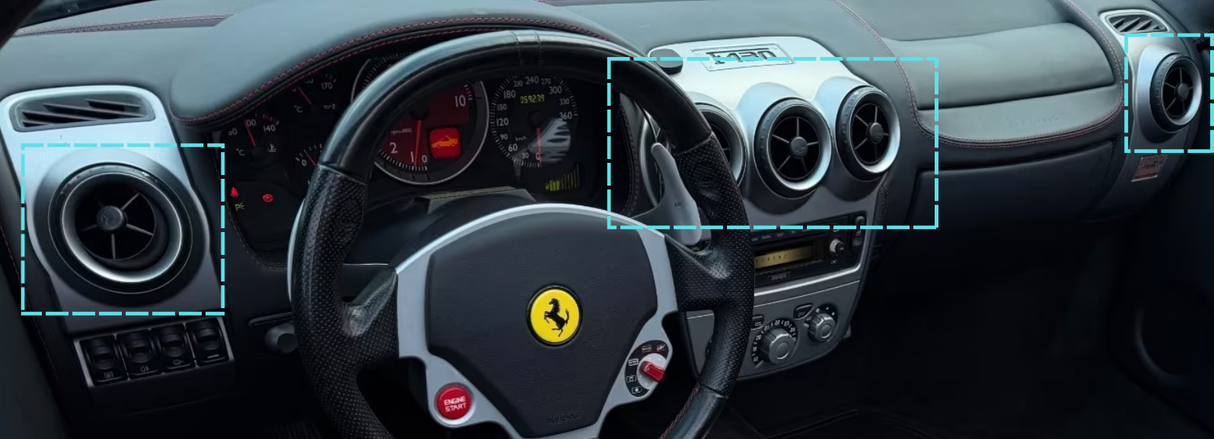 Sticky Buttons Restoration Service for Ferrari F430 Coupe/Spider (2004 to 2009) Euro Premium Parts Interior Air Vent Surrounds (Set of 5)