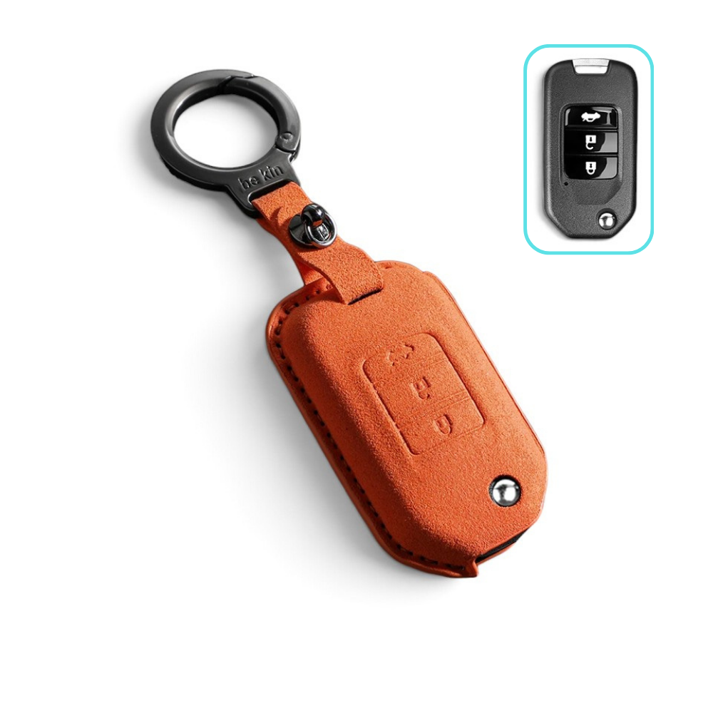 Alcantara Honda Key Case and Key Chain – Protective Key Fob Cover Civic Jazz Fit Odyssey Accord CR-V HR-V