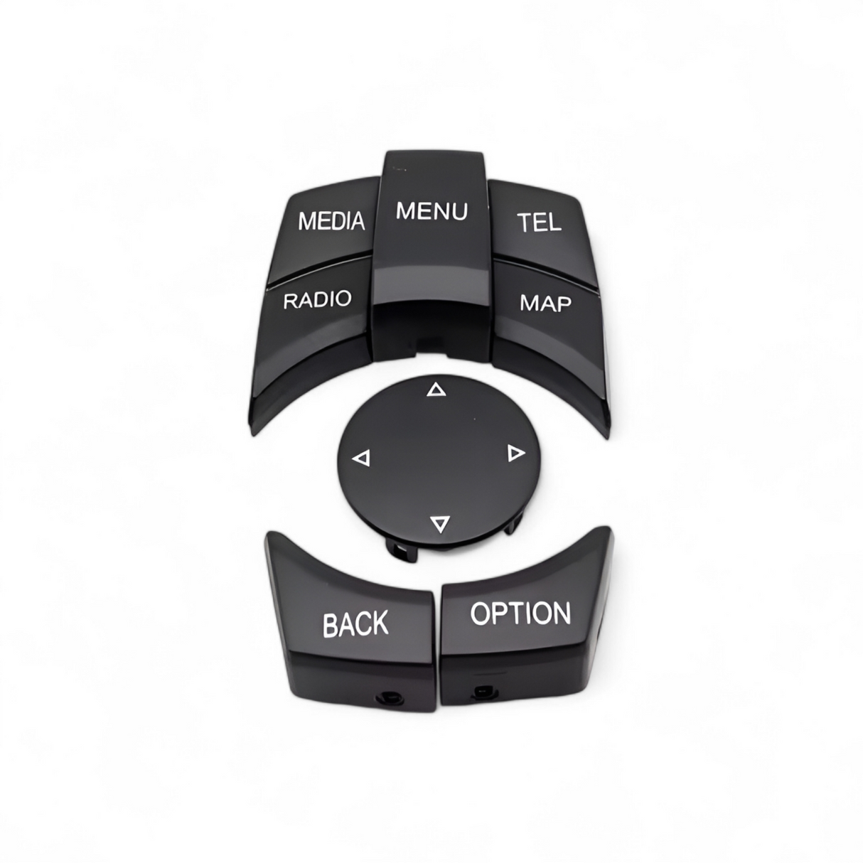 iDrive control buttons replacement kit for BMW 6 Series E63 (2004 - 2011) BMW Euro Premium Parts Black Top left "MEDIA", Bottom right "MAP"