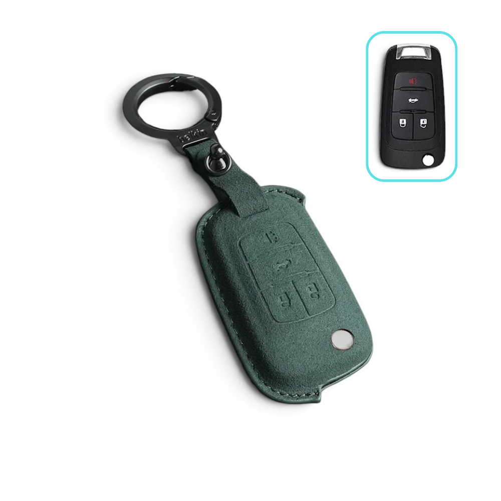 Alcantara Chevrolet Key Case and Key Chain – Protective Key Fob Cover Key Cases Euro Premium Parts Green 4 Buttons