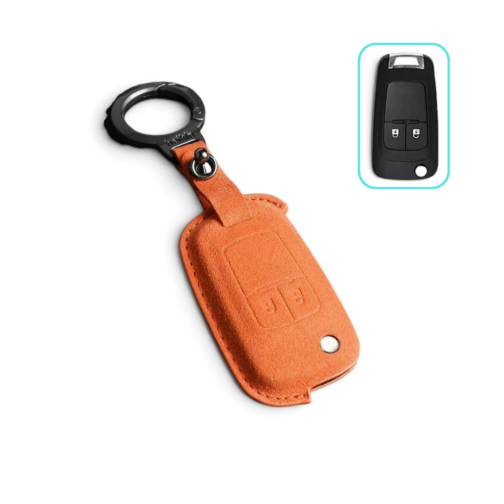 Alcantara Chevrolet Key Case and Key Chain – Protective Key Fob Cover Key Cases Euro Premium Parts Tan 2 Buttons