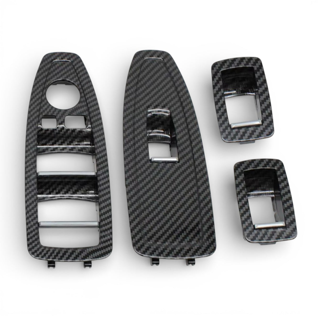 Window Switch Trim Plates in Black, Beige, Gray and Carbon look for BMW 4 Series F32 M4 F82 - 2012 to 2019 Euro Premium Parts Carbon replica (complete kit only) Complete Kit (x4) (with folding mirrors)