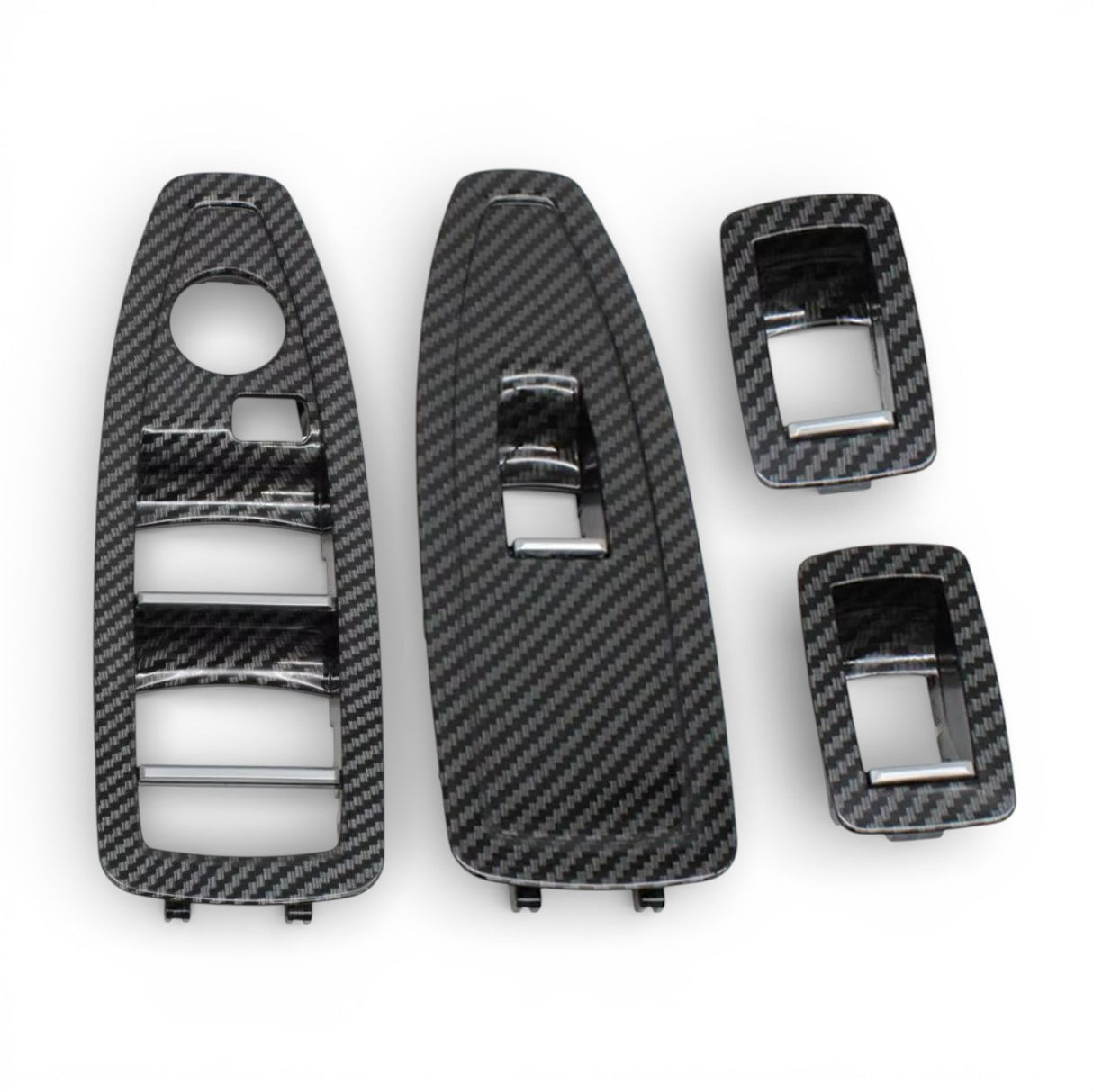 Window Switch Trim Plates in Black, Beige, Gray and Carbon look for BMW 4 Series F32 M4 F82 - 2012 to 2019 Euro Premium Parts Carbon replica (complete kit only) Complete Kit (x4) (without folding mirrors)