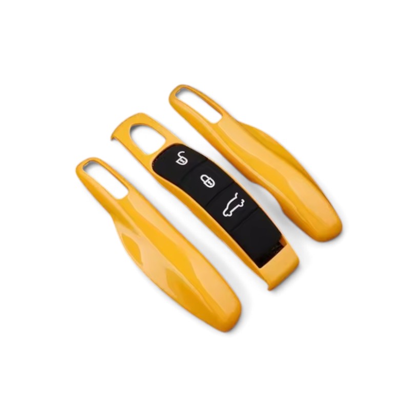 Porsche Key Case – Protective Key Fob Cover For Porsche Cayenne Panamera Macan 911 Cayman Boxster Key Cases Euro Premium Parts Yellow Older Generation (2012-2019)