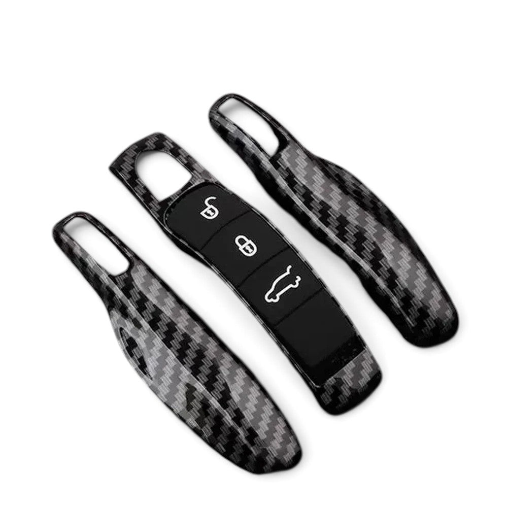 Porsche Key Case – Protective Key Fob Cover For Porsche Cayenne Panamera Macan 911 Cayman Boxster Key Cases Euro Premium Parts Carbon Replica Older Generation (2012-2019)