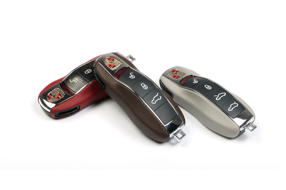 Leather Porsche Key Case – Protective Key Fob Cover For Porsche Cayenne Panamera Macan 911 Cayman Boxster Key Cases Euro Premium Parts