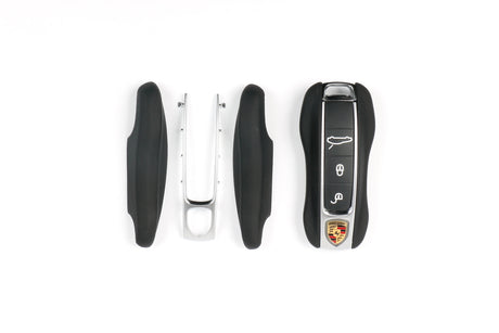 Leather Porsche Key Case – Protective Key Fob Cover For Porsche Cayenne Panamera Macan 911 Cayman Boxster Key Cases Euro Premium Parts Matte Black B