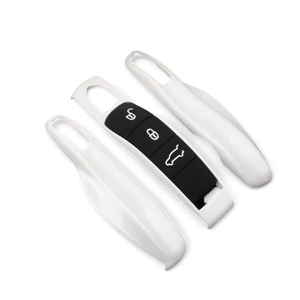 Porsche Key Case – Protective Key Fob Cover For Porsche Cayenne Panamera Macan 911 Cayman Boxster Key Cases Euro Premium Parts White Older Generation (2012-2019)