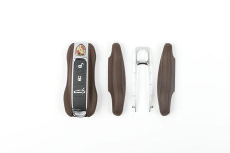 Leather Porsche Key Case – Protective Key Fob Cover For Porsche Cayenne Panamera Macan 911 Cayman Boxster Key Cases Euro Premium Parts Brown B