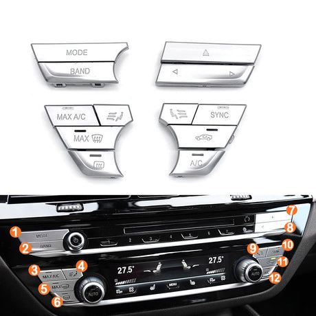 AC Replacement Buttons Set for BMW 7 Series G11 G12 (2016-2022) BMW > Replacement Trims Euro Premium Parts Silver - Layout A