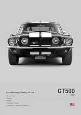 1967 Shelby GT500 car poster | Wall Art for your interior decoration Euro Premium Parts Gray 12" by 18"