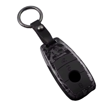 Carbon-Look Mercedes-Benz Key Case and Key Chain – Protective Key Fob Cover Key Cases Euro Premium Parts Forged Carbon Modern Key With Key Chain