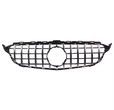 Black Front Panamericana AMG GTR grille for Mercedes C-Class W205 (2014 to 2018) Mercedes-Benz Euro Premium Parts Chrome