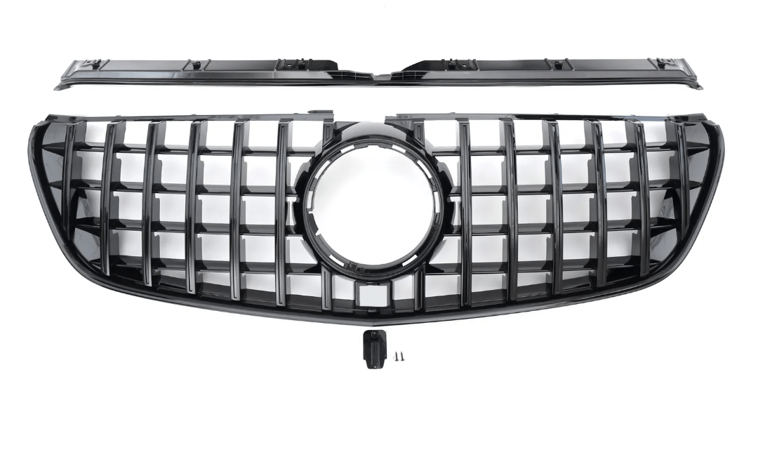 Black Front Panamericana GTR grille for Mercedes V-Class W447 (2014 to 2022) Mercedes > Grilles Euro Premium Parts Black With AMG Package Pre-Facelift (2014-2019)