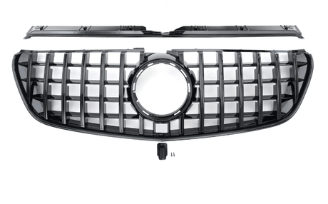 Black Front Panamericana GTR grille for Mercedes V-Class W447 (2014 to 2022) Mercedes > Grilles Euro Premium Parts Black With AMG Package Pre-Facelift (2014-2019)