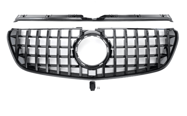 Black Front Panamericana GTR grille for Mercedes V-Class W447 (2014 to 2022) Mercedes > Grilles Euro Premium Parts Black With AMG Package Pre-Facelift (2014-2019)