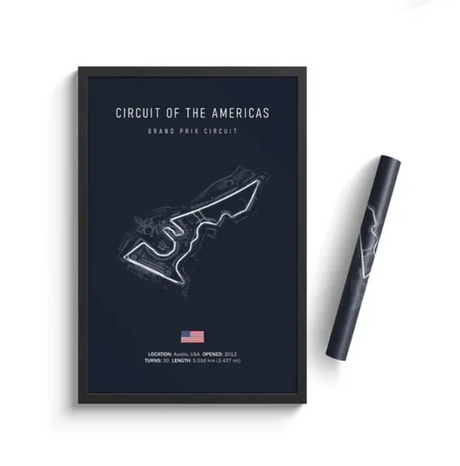 Car poster track Circuit of the Americas | Wall art for your interior decoration Euro Premium Parts Dark 12" by 18"