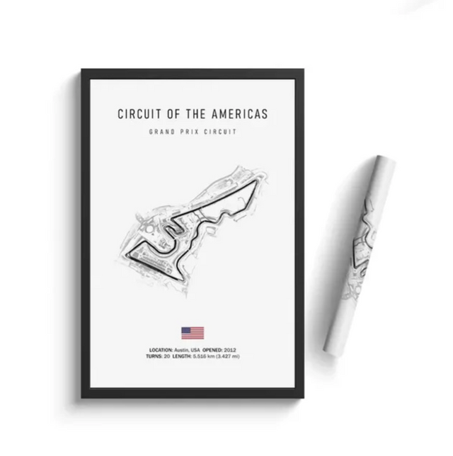 Car poster track Circuit of the Americas | Wall art for your interior decoration Euro Premium Parts Light 12" by 18"