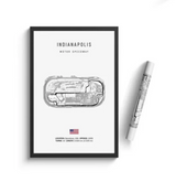 Car poster track Indianapolis | Wall art for your interior decoration Euro Premium Parts Light 12" by 18"