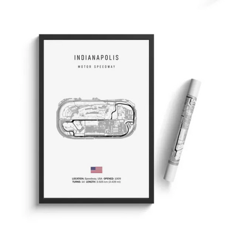 Car poster track Indianapolis | Wall art for your interior decoration Euro Premium Parts Light 12" by 18"