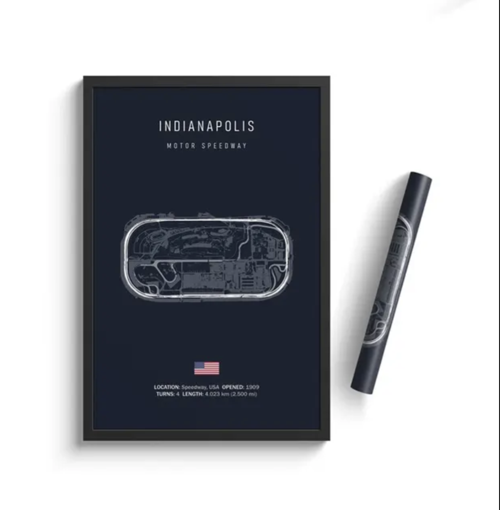 Car poster track Indianapolis | Wall art for your interior decoration Euro Premium Parts Dark 12" by 18"