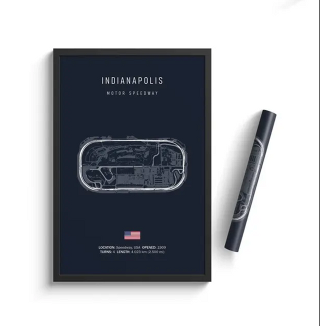 Car poster track Indianapolis | Wall art for your interior decoration Euro Premium Parts Dark 12" by 18"
