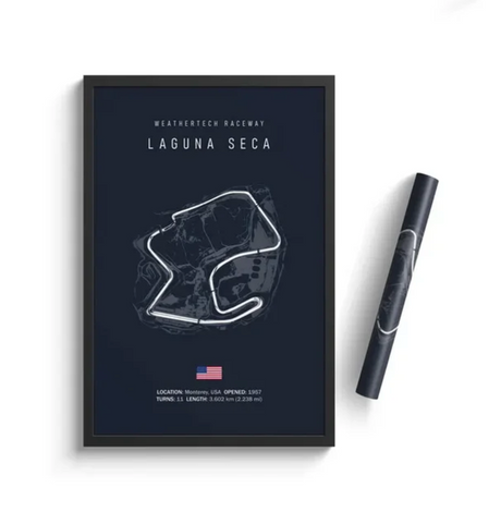 Car poster track of Laguna Seca | Wall art for your interior decoration Euro Premium Parts Dark 12" by 18"