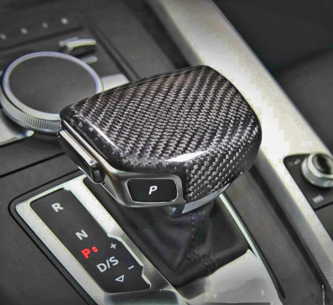 Carbon Fiber Auto Shifter knob trim for Audi A4 S4 RS4 B9 (2016 to 2023) Euro Premium Parts Real Carbon Fiber