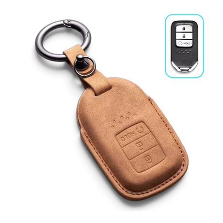 Alcantara Honda Key Case and Key Chain – Protective Key Fob Cover Civic Jazz Fit Odyssey Accord CR-V HR-V