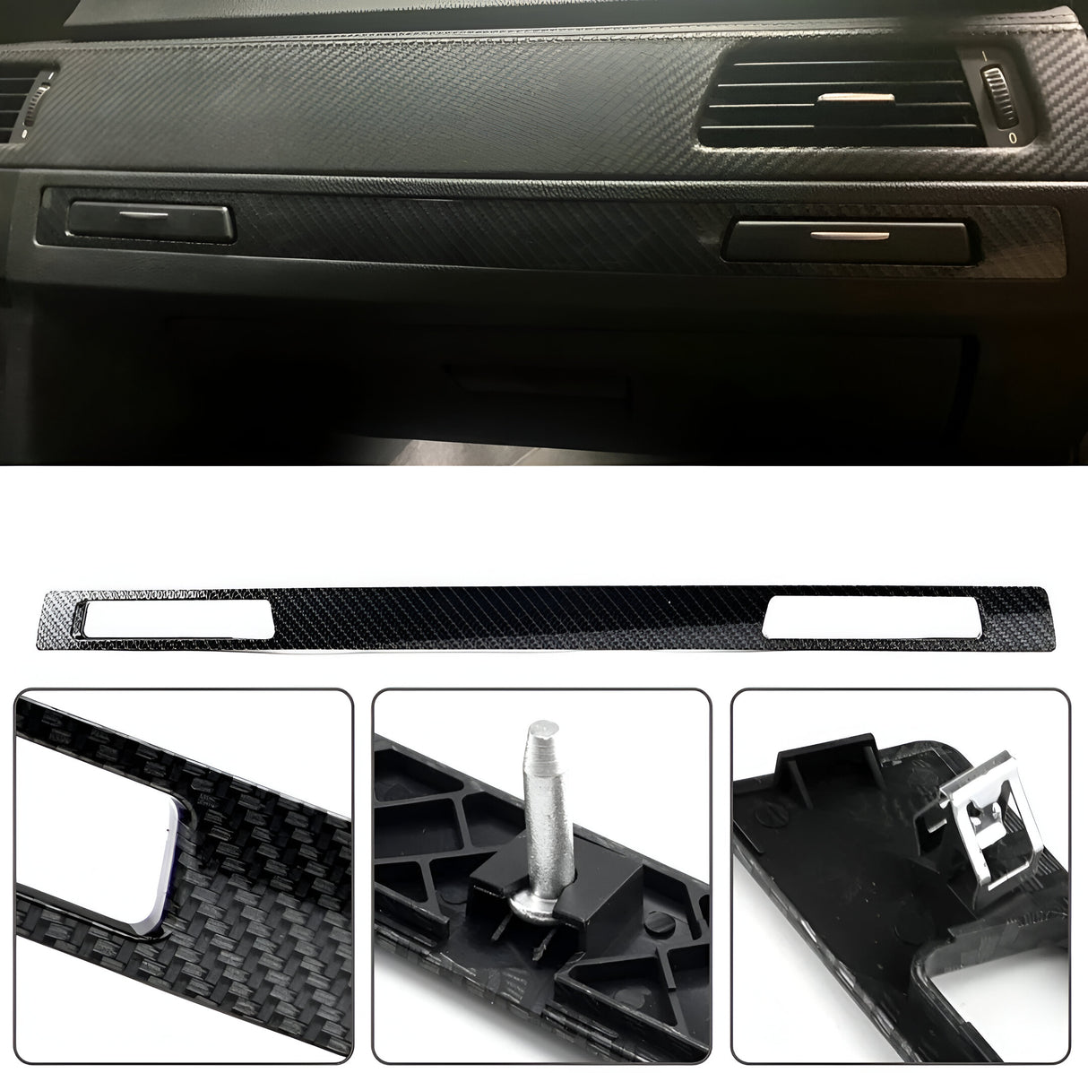 Interior passenger cupholder trim for BMW 3 Series E90 (2005 - 2012) BMW Euro Premium Parts Carbon look
