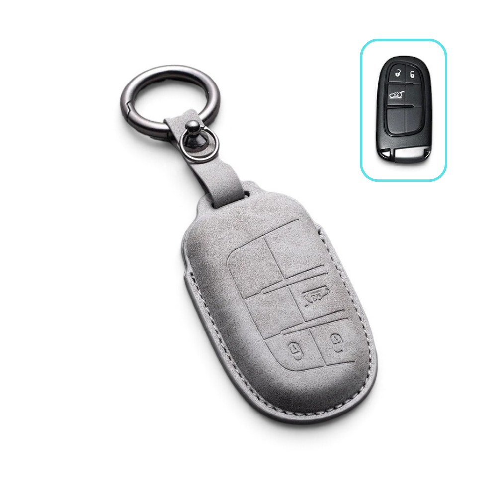 Alcantara Jeep Key Case and Key Chain – Protective Key Fob Cover Wrangeler Compass Renegade Patriot Cherokee Grand Cherokee