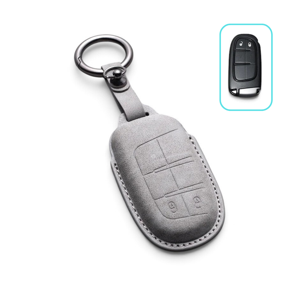 Alcantara Jeep Key Case and Key Chain – Protective Key Fob Cover Wrangeler Compass Renegade Patriot Cherokee Grand Cherokee