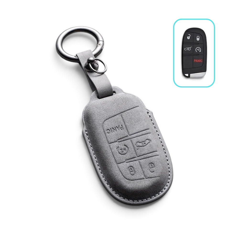 Alcantara Jeep Key Case and Key Chain – Protective Key Fob Cover Wrangeler Compass Renegade Patriot Cherokee Grand Cherokee