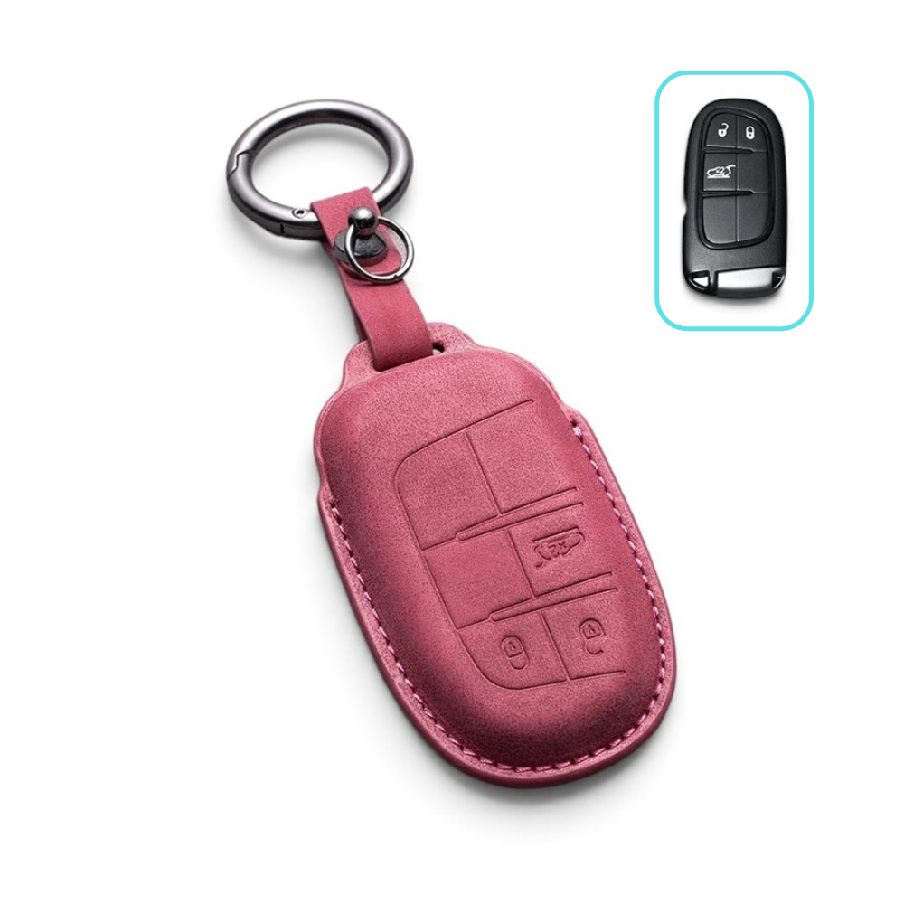 Alcantara Jeep Key Case and Key Chain – Protective Key Fob Cover Wrangeler Compass Renegade Patriot Cherokee Grand Cherokee