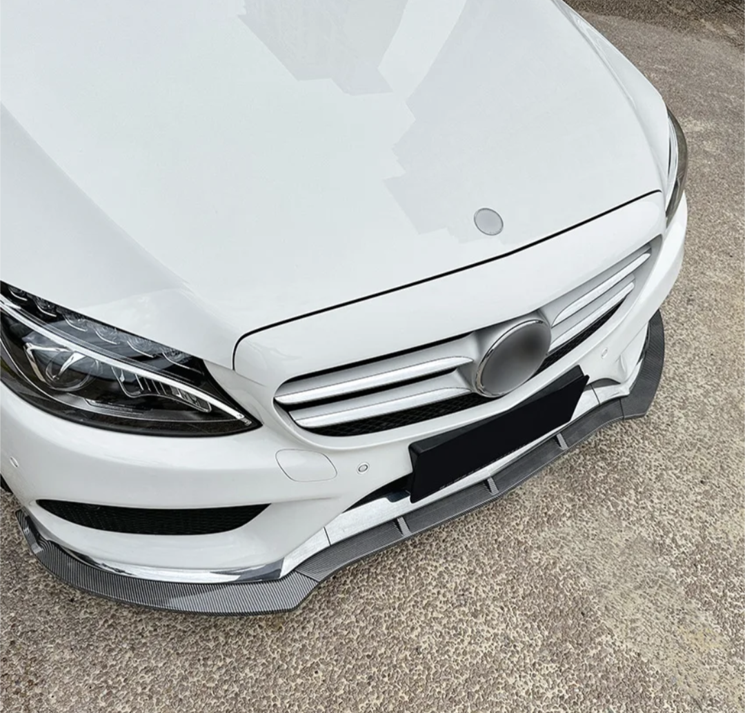 Mercedes C Class Coupe C63 AMG Front Lip Splitter C205 W205 (2014 to 2021) Mercedes-Benz Euro Premium Parts Carbon look finish AMG Package only (except C63 AMG)