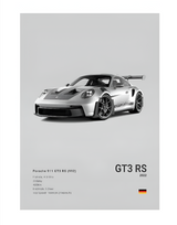 Porsche 991 (992) GT3 RS car poster | Wall Art for your interior decoration Euro Premium Parts Light 12" by 18"